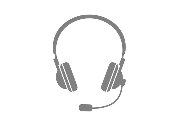 Icono de auriculares grises sobre fondo blanco — Vector de stock