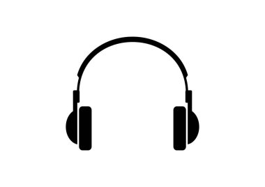 Beyaz arka planda siyah kulaklık simgesi