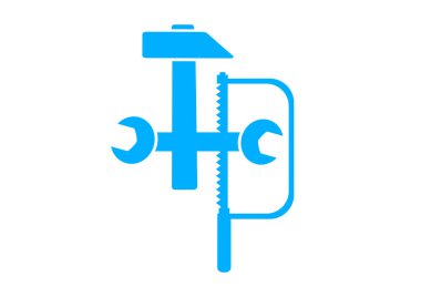 Beyaz zemin üzerine mavi endüstriyel kutsal kişilerin resmi