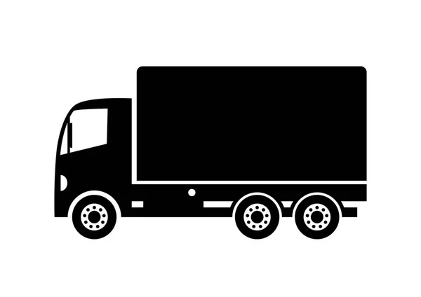 Zwarte vrachtwagen pictogram op witte achtergrond — Stockvector