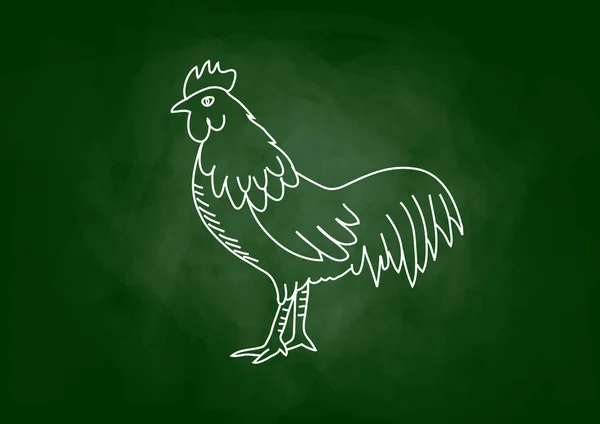 Rooster drawing on blackboard — Stock Vector