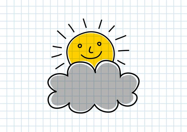 Weather drawing on squared paper — Stock Vector