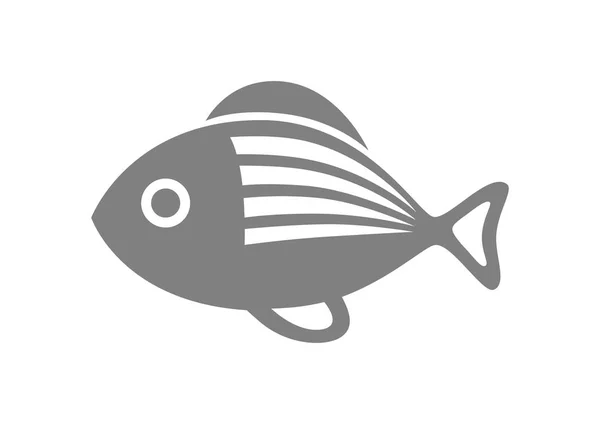 Pictograma de pește gri pe fundal alb — Vector de stoc