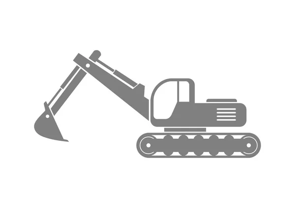 Ícone de escavadeira cinza no fundo branco — Vetor de Stock