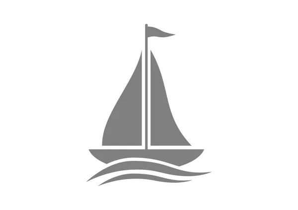 Icona barca a vela grigia su sfondo bianco — Vettoriale Stock