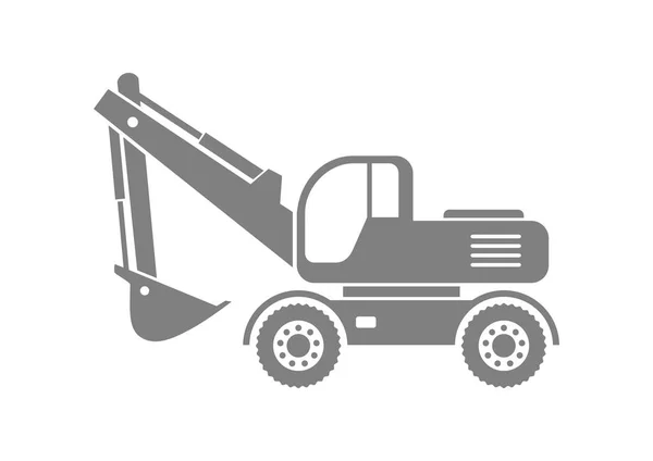 Grå grävmaskin ikonen på vit bakgrund — Stock vektor