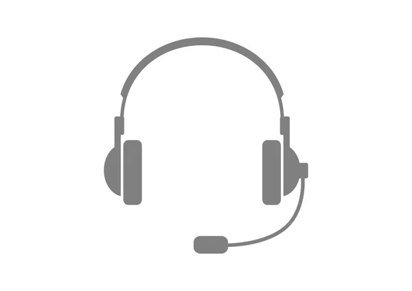 Icono de auriculares grises sobre fondo blanco — Vector de stock