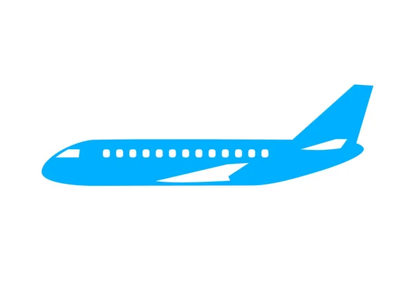Icona blu del velivolo su sfondo bianco — Vettoriale Stock