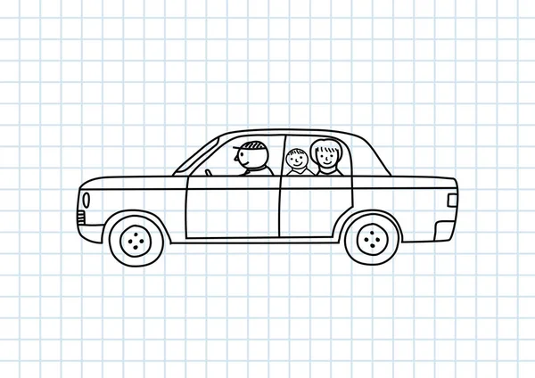 Desenho de carro sobre papel quadrado —  Vetores de Stock
