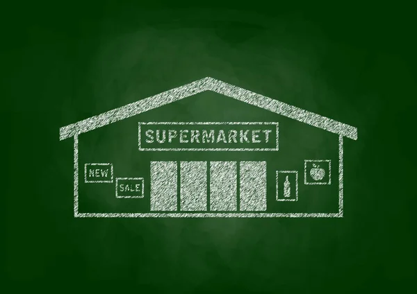 Dibujo del supermercado en pizarra — Archivo Imágenes Vectoriales