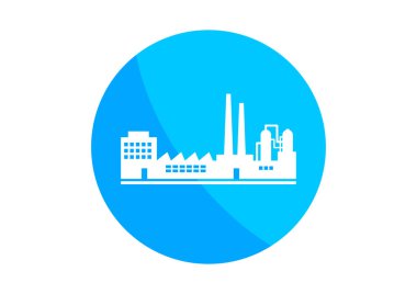 Beyaz arka plan üzerinde yuvarlak fabrika simgesi    