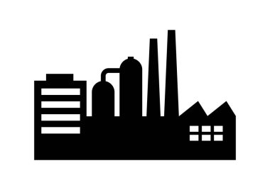 Beyaz arkaplanda fabrika vektör simgesi