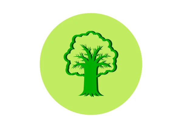 Grönt träd ikon på vit bakgrund — Stock vektor