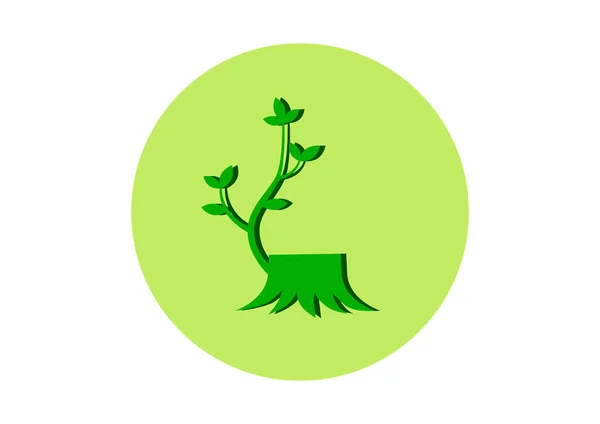 Ikona zelené pařez na bílém pozadí — Stockový vektor