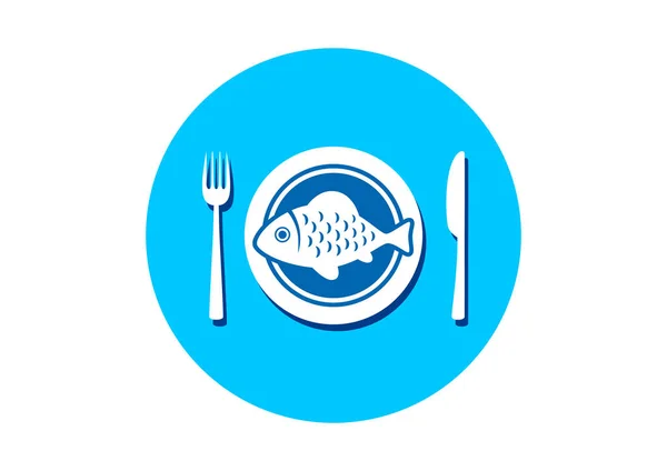 Poisson sur assiette en porcelaine — Image vectorielle