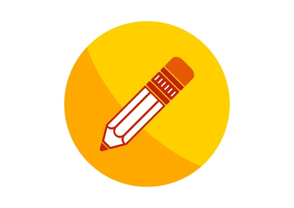 Rundes Bleistift-Symbol auf weißem Hintergrund — Stockvektor