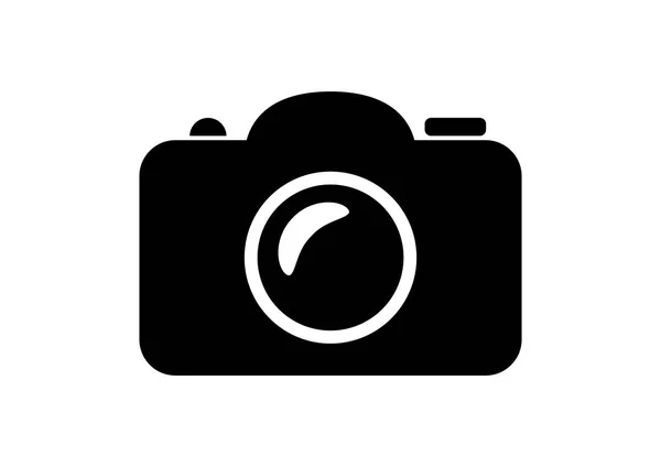Zwarte camera-icoontje op witte achtergrond — Stockvector