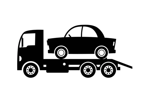白色背景上的黑色拖车卡车图标 — 图库矢量图片