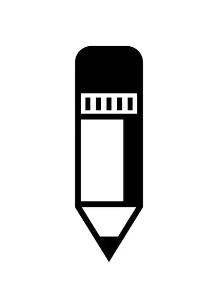 Icono de lápiz negro sobre fondo blanco — Vector de stock
