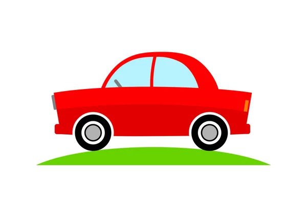 Icono rojo del coche sobre fondo blanco — Vector de stock