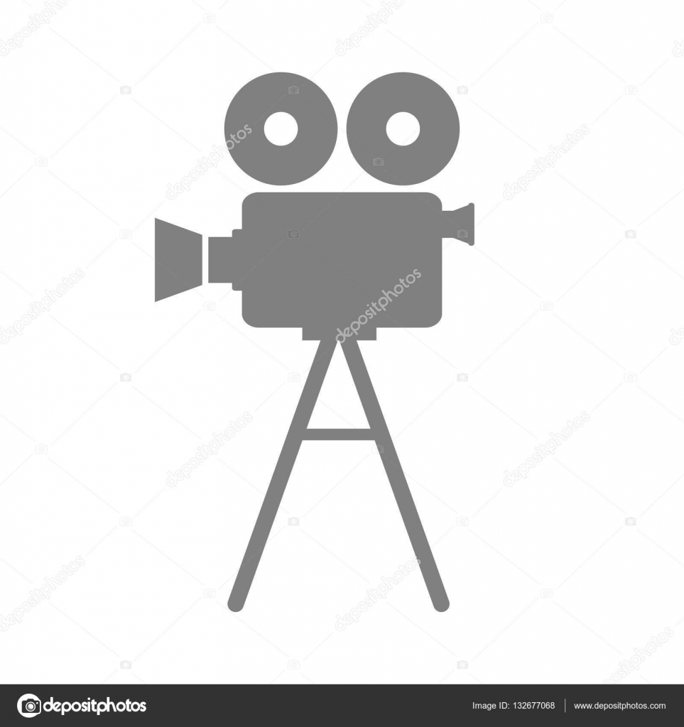 Grey movie camera on white background, vector isolated icon — Stock Vector © Anthonycz 132677068