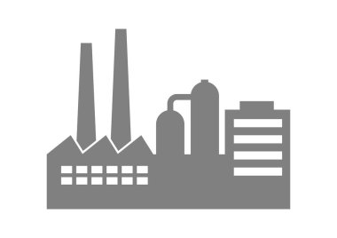 Beyaz arkaplanda fabrika vektör simgesi