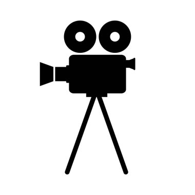 Beyaz arka planda siyah film kamera