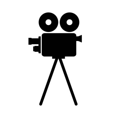 Beyaz arka planda siyah film kamera