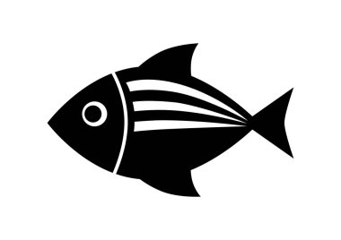 Beyaz arka planda siyah balık simgesi