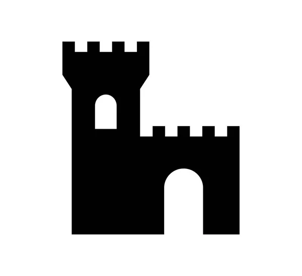 Icono de castillo negro sobre fondo blanco — Vector de stock