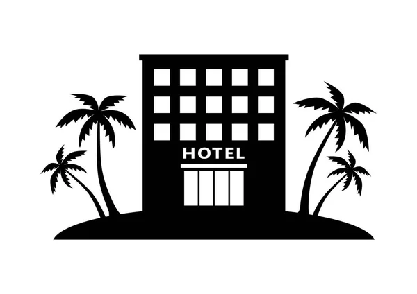 Beyaz arka planda siyah hotel Icon — Stok Vektör