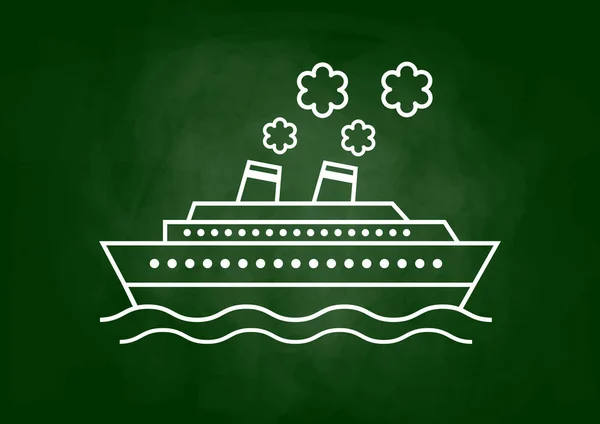 Σχέδιο επιβατηγού πλοίου στον πίνακα — Διανυσματικό Αρχείο
