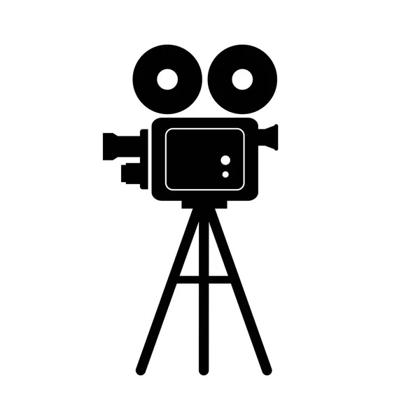 Black movie camera on white background — Stock Vector