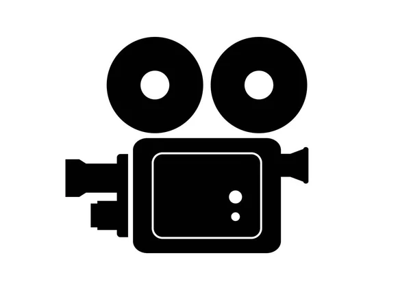 Černá filmová kamera na bílém pozadí — Stockový vektor