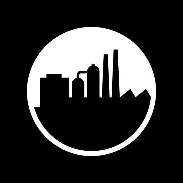 Icono de vector de fábrica en blanco y negro, arquitectura industrial — Vector de stock