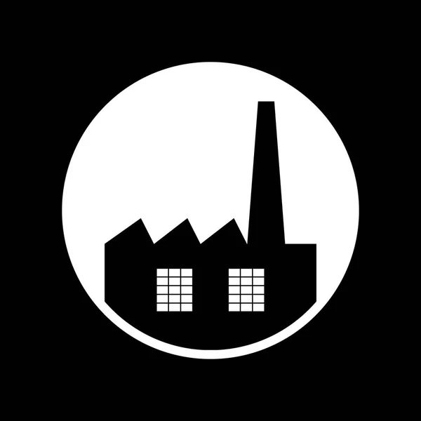 Black and white factory vector icon, industrial architecture — Stock Vector