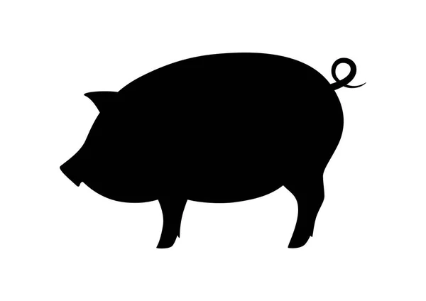 Icône de cochon noir sur fond blanc, silhouette vectorielle — Image vectorielle