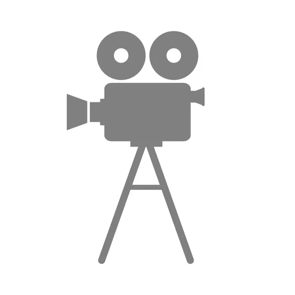 Grijze filmcamera op witte achtergrond, vector geïsoleerde pictogram — Stockvector