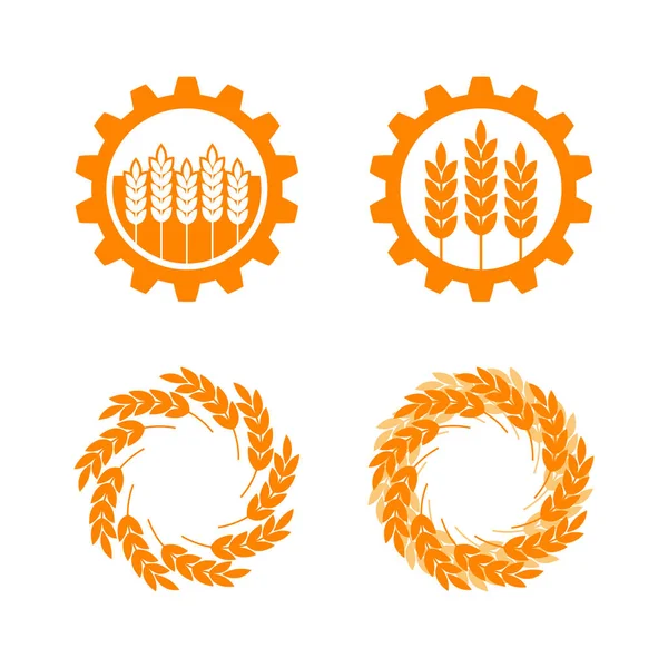 Iconos de cereales naranja sobre fondo blanco — Vector de stock