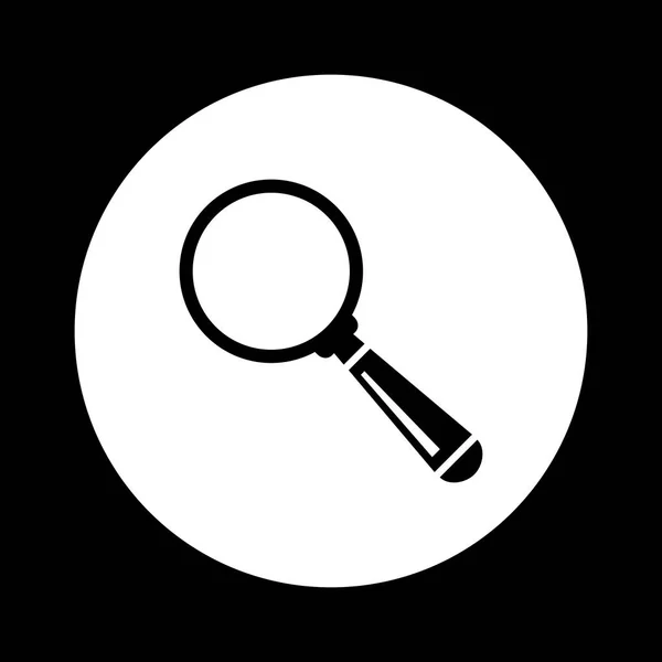 Icono de lupa en blanco y negro sobre fondo blanco — Vector de stock