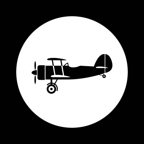 Black and white aircraft icon — Stock Vector