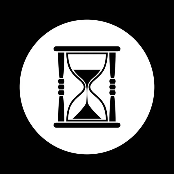 Icono de reloj de arena blanco y negro — Vector de stock