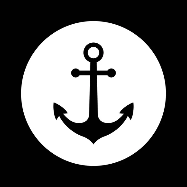 Icona di ancoraggio in bianco e nero — Vettoriale Stock