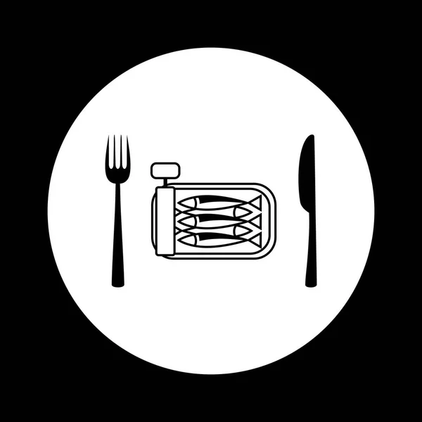 Pictogram van de sardines van de zwart-wit — Stockvector