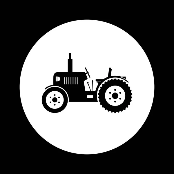 Black and white tractor icon — Stock Vector