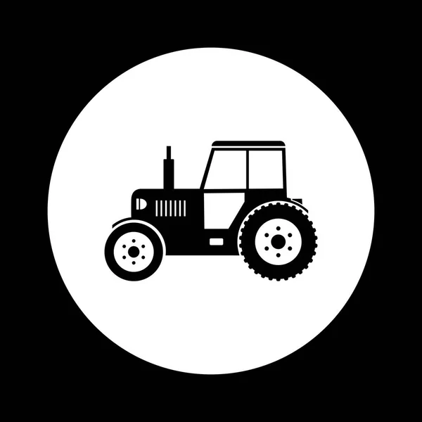 Black and white tractor icon — Stock Vector