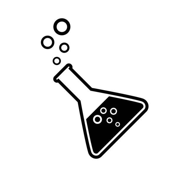 Icono de cristal de laboratorio negro sobre fondo blanco — Archivo Imágenes Vectoriales