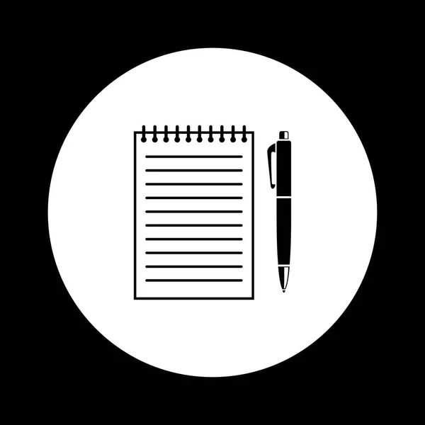 Ícone de bloco de notas preto e branco — Vetor de Stock