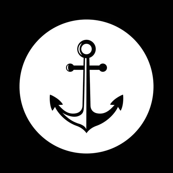 Icono de ancla en blanco y negro — Vector de stock