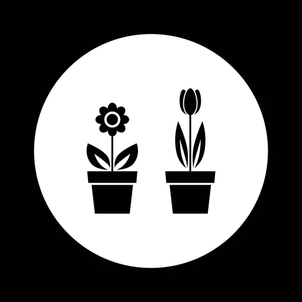 Icono de flor blanco y negro — Archivo Imágenes Vectoriales